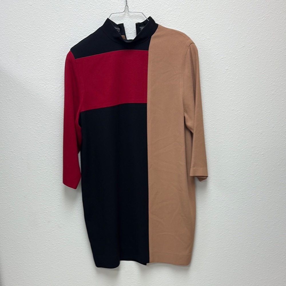 Liz Claiborne Black and Red Asymmetrical Sheath Dress